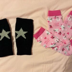 assorted pairs of hand warmers/gloves/arm warmers (hello kitty pink and stars)
